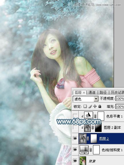 Photoshop调出林下美女唯美的蓝色效果,PS教程,