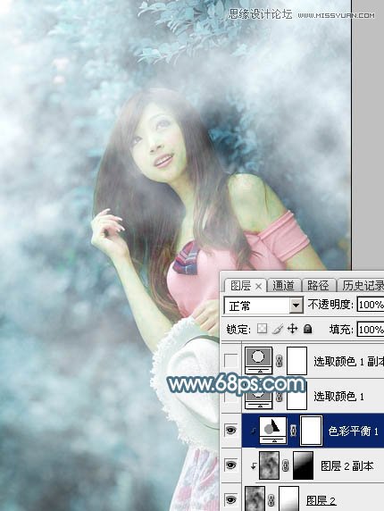 Photoshop调出林下美女唯美的蓝色效果,PS教程,