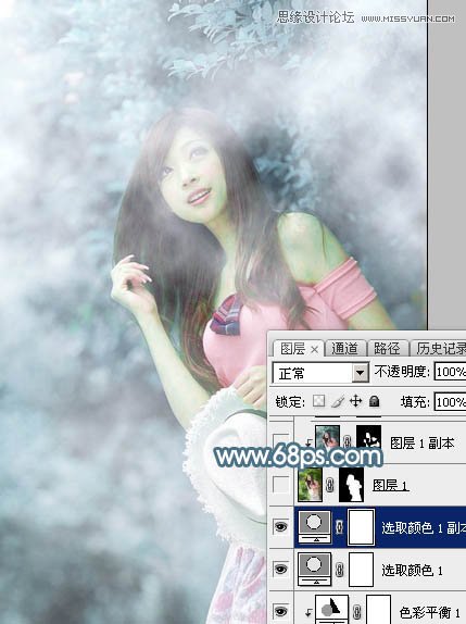 Photoshop调出林下美女唯美的蓝色效果,PS教程,