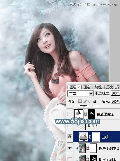 Photoshop调出林下美女唯美的蓝色效果,PS教程,