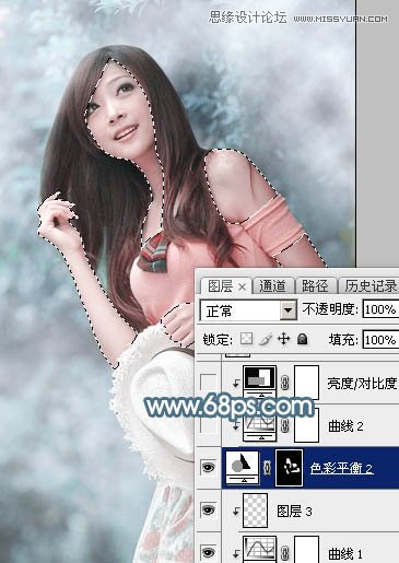 Photoshop调出林下美女唯美的蓝色效果,PS教程,