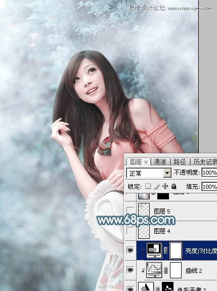 Photoshop调出林下美女唯美的蓝色效果,PS教程,