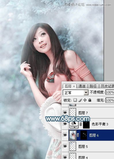 Photoshop调出林下美女唯美的蓝色效果,PS教程,