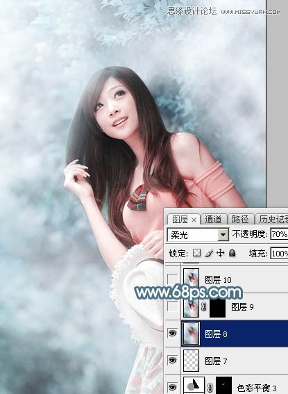 Photoshop调出林下美女唯美的蓝色效果,PS教程,