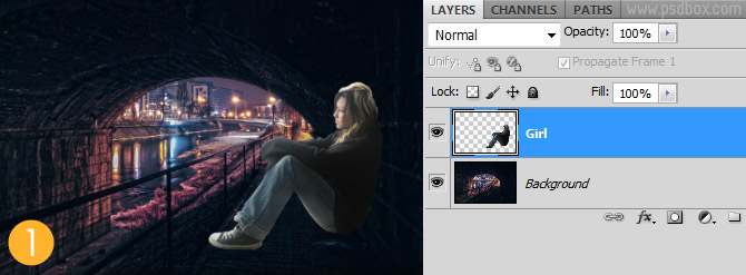 1 scene setup 在Photoshop中合成非常唯美的女孩与桥夜景图