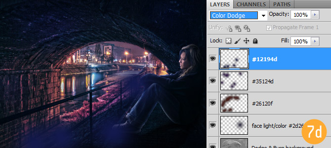 7d color4 在Photoshop中合成非常唯美的女孩与桥夜景图