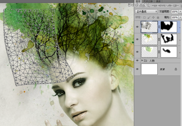 Photoshop合成抽象风格的人像艺术作品,PS教程,素材中国