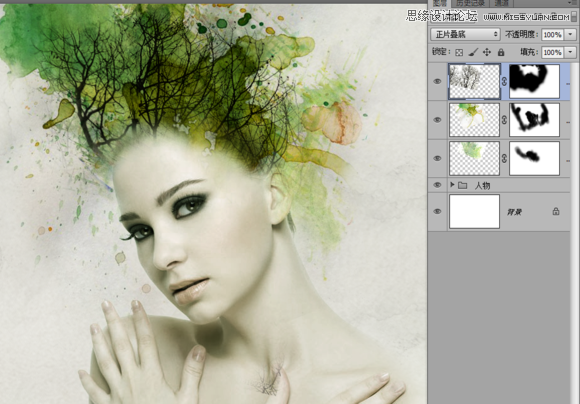 Photoshop合成抽象风格的人像艺术作品,PS教程,素材中国
