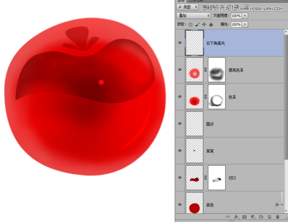 Photoshop绘制晶莹剔透的红色樱桃,PS教程,素材中国