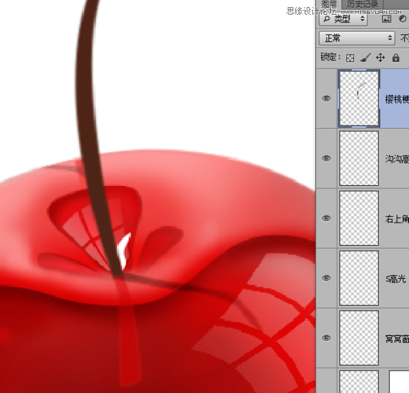 Photoshop绘制晶莹剔透的红色樱桃,PS教程,素材中国