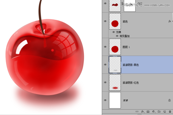 Photoshop绘制晶莹剔透的红色樱桃,PS教程,素材中国