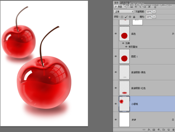 Photoshop绘制晶莹剔透的红色樱桃,PS教程,素材中国