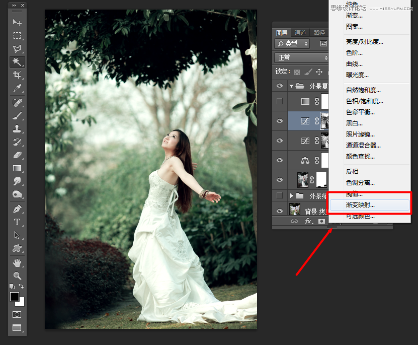 Photoshop调出外景婚片复古怀旧效果图,PS教程,素材中国