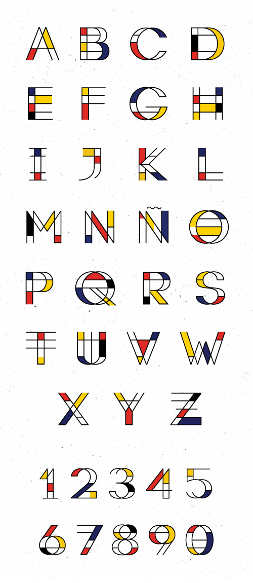 Mondrian free font letters