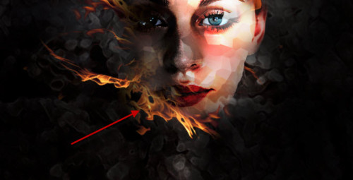 PS制作彩色火焰中的抽象女性头像图片