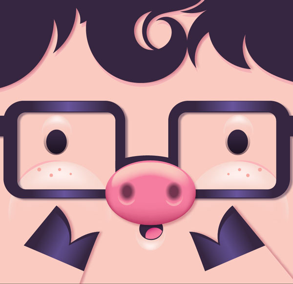 Illustrator画一个简单可爱的猪脸图标