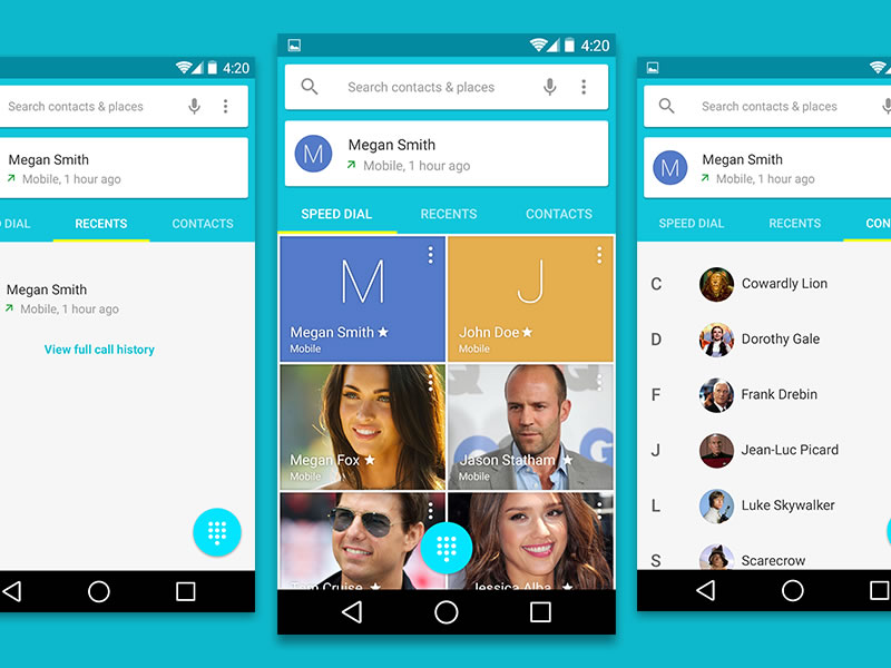 Android L Contacts User Interface PSD