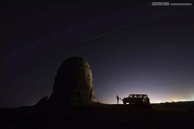 Photoshop调出外景照片唯美的蓝色星空背景,PS教程,