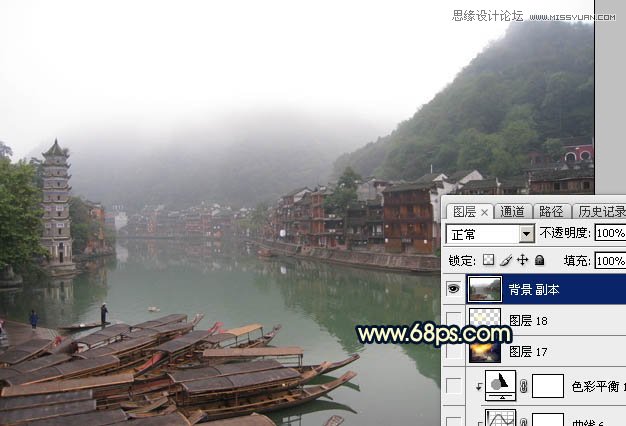 Photoshop给江南水乡添加唯美黄昏色调,PS教程,素材中国