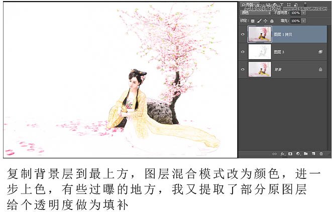 Photoshop调出美女写真中国风仿工笔画效果,PS教程,素材中国