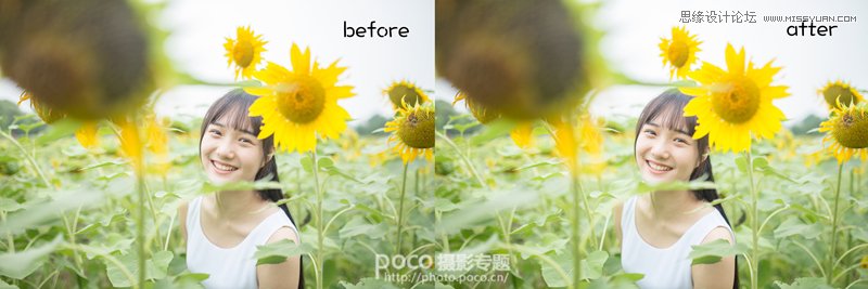 Photoshop调出向日葵中女孩日系暖色效果,PS教程,素材中国
