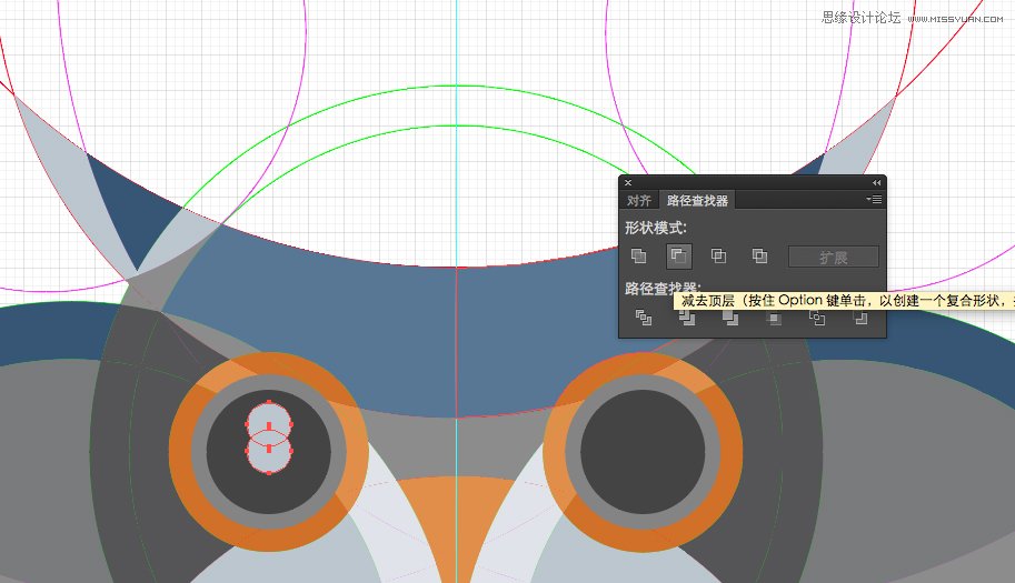 Illustrator使用圆形工具绘制猫头鹰形象,PS教程,中国素材网