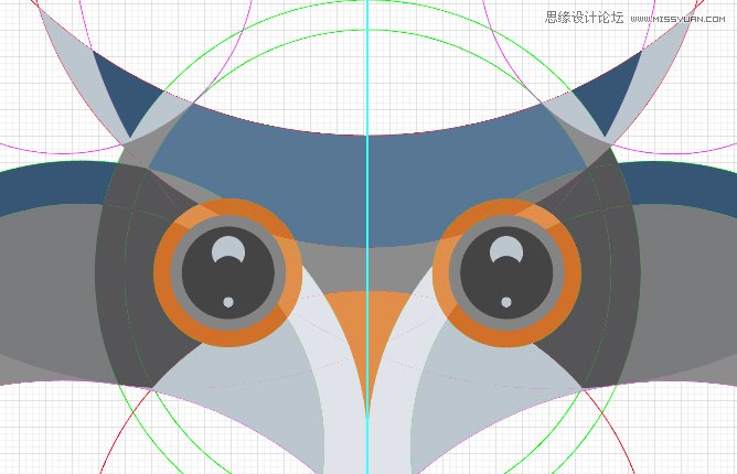 Illustrator使用圆形工具绘制猫头鹰形象,PS教程,中国素材网
