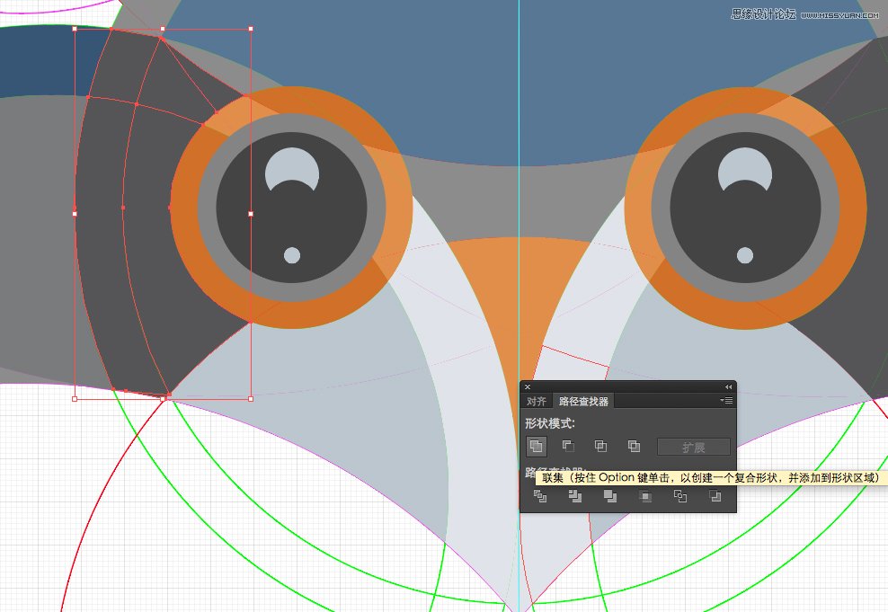 Illustrator使用圆形工具绘制猫头鹰形象,PS教程,中国素材网