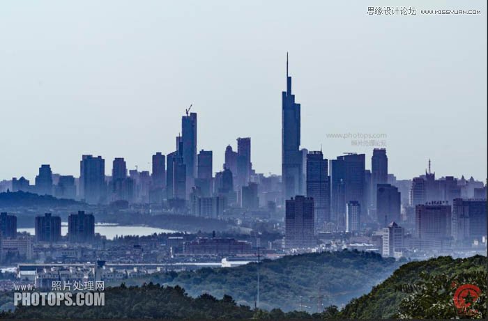 Photoshop调出城市灰蒙蒙城市照片清新效果,PS教程,素材中国