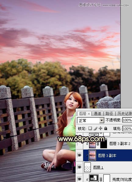 Photoshop调出外景人像唯美的夕阳景色,PS教程,素材中国