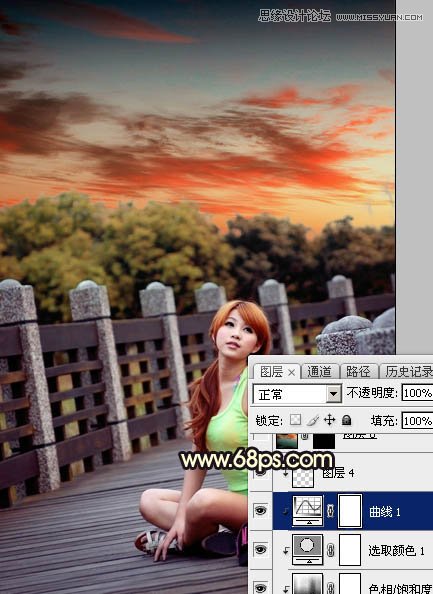 Photoshop调出外景人像唯美的夕阳景色,PS教程,素材中国