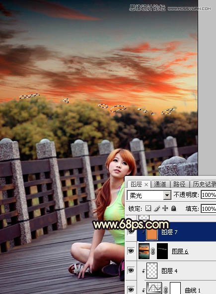 Photoshop调出外景人像唯美的夕阳景色,PS教程,素材中国