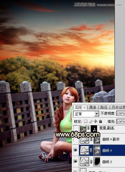 Photoshop调出外景人像唯美的夕阳景色,PS教程,素材中国