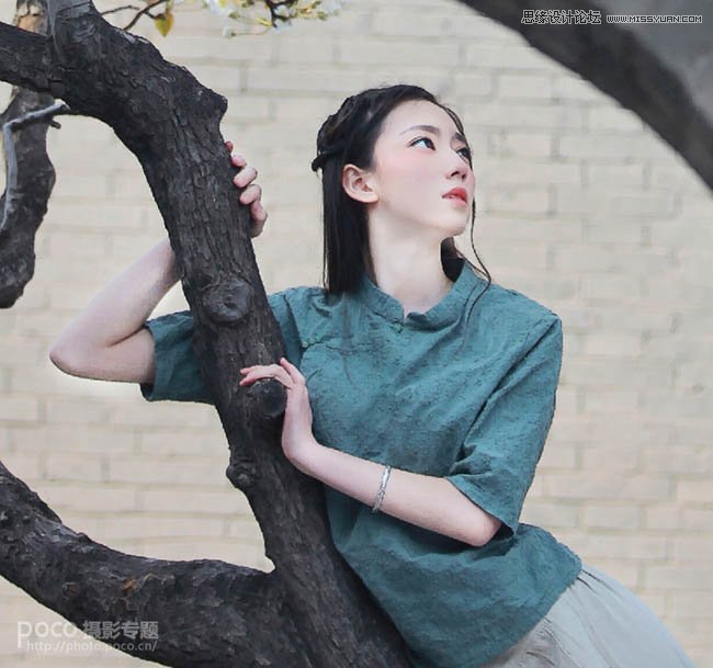 Photoshop调出园林女孩中国风唯美效果,PS教程,素材中国