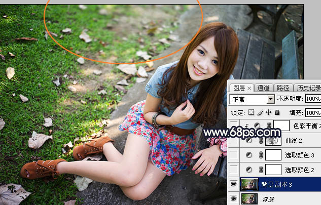 Photoshop给公园女孩添加怀旧逆光效果图,PS教程,素材中国