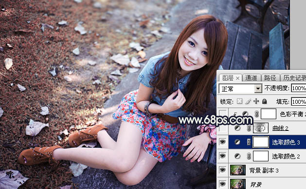 Photoshop给公园女孩添加怀旧逆光效果图,PS教程,素材中国