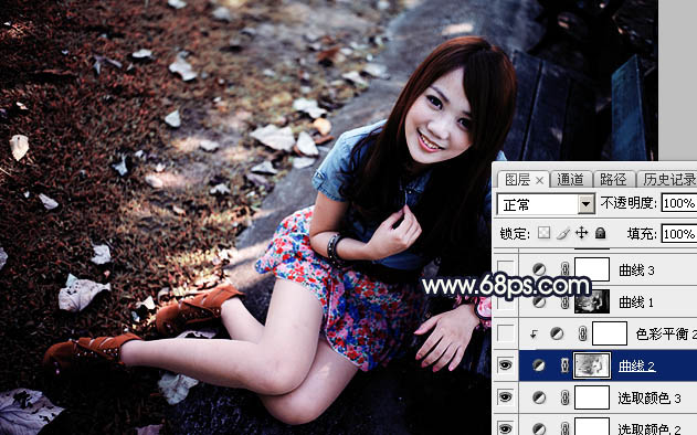 Photoshop给公园女孩添加怀旧逆光效果图,PS教程,素材中国