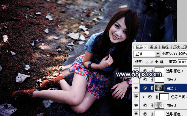 Photoshop给公园女孩添加怀旧逆光效果图,PS教程,素材中国