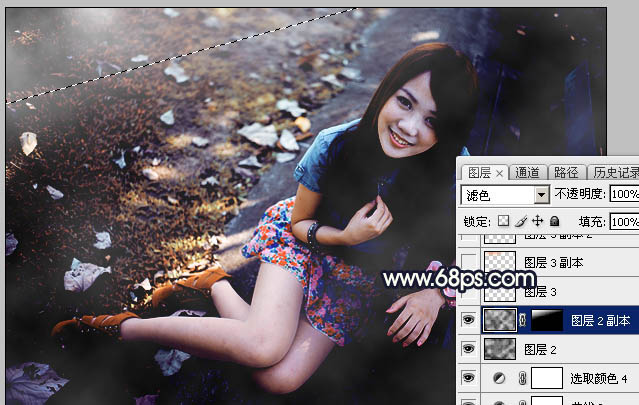 Photoshop给公园女孩添加怀旧逆光效果图,PS教程,素材中国