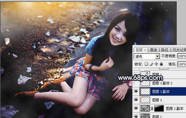 Photoshop给公园女孩添加怀旧逆光效果图,PS教程,素材中国