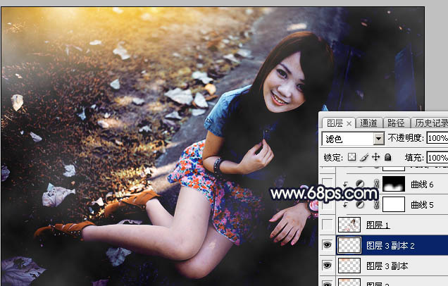 Photoshop给公园女孩添加怀旧逆光效果图,PS教程,素材中国