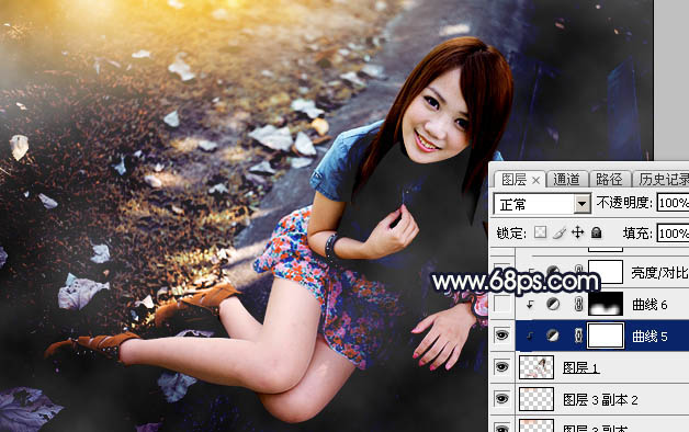 Photoshop给公园女孩添加怀旧逆光效果图,PS教程,素材中国