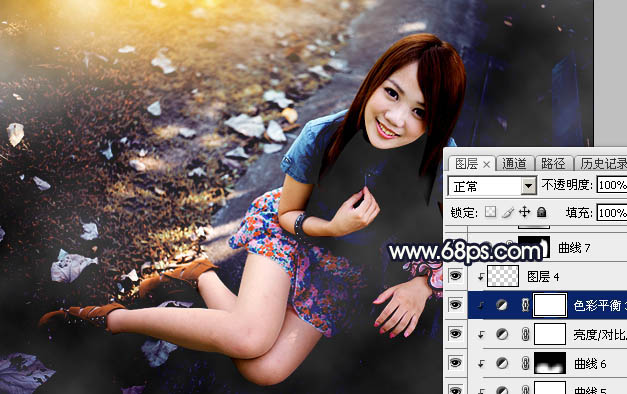 Photoshop给公园女孩添加怀旧逆光效果图,PS教程,素材中国