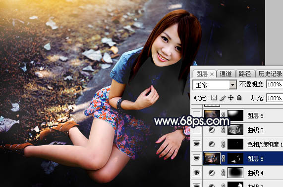 Photoshop给公园女孩添加怀旧逆光效果图,PS教程,素材中国