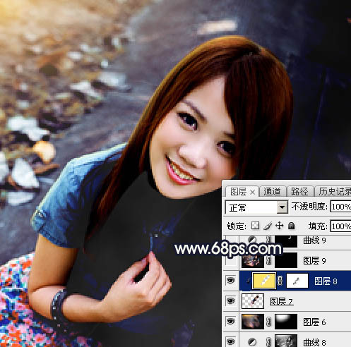 Photoshop给公园女孩添加怀旧逆光效果图,PS教程,素材中国