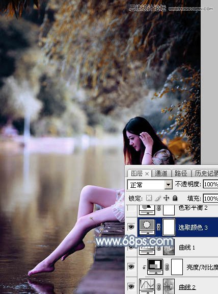 Photoshop调出江边女孩唯美的暗色艺术效果,PS教程,素材中国