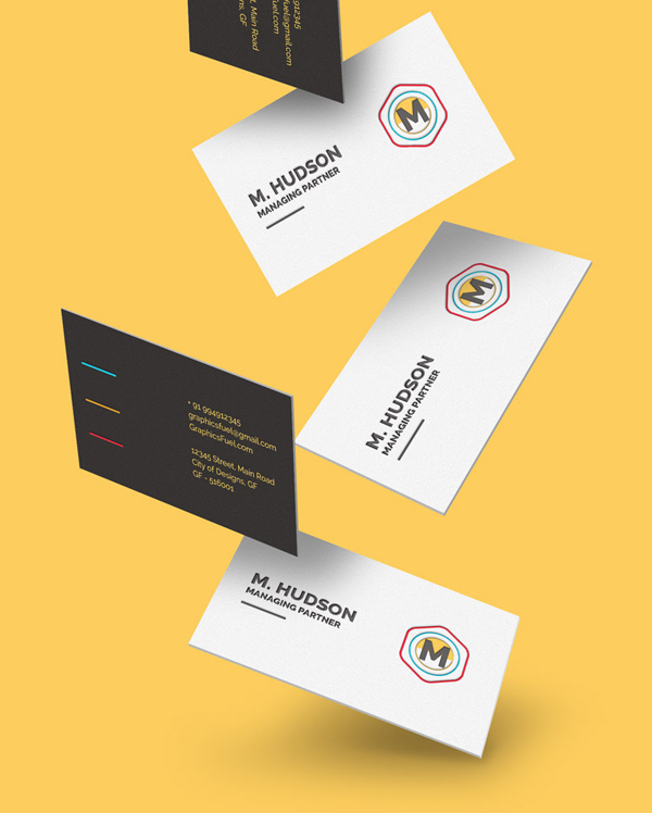 Falling Business Cards Mockup