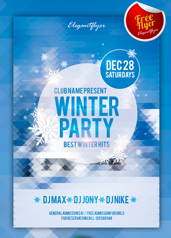 Winter Party – Free Club and Party Flyer PSD Template