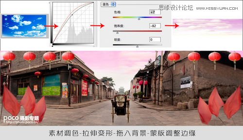 Photoshop巧用素材合成中国风全景背景图,PS教程,素材中国网