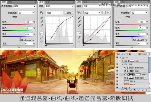 Photoshop巧用素材合成中国风全景背景图,PS教程,素材中国网